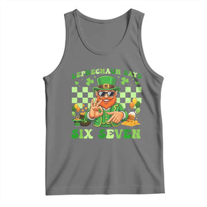Funny Leprechaun Says Six Seven Tank Top St Patricks Day TS12 Black Heather Print Your Wear