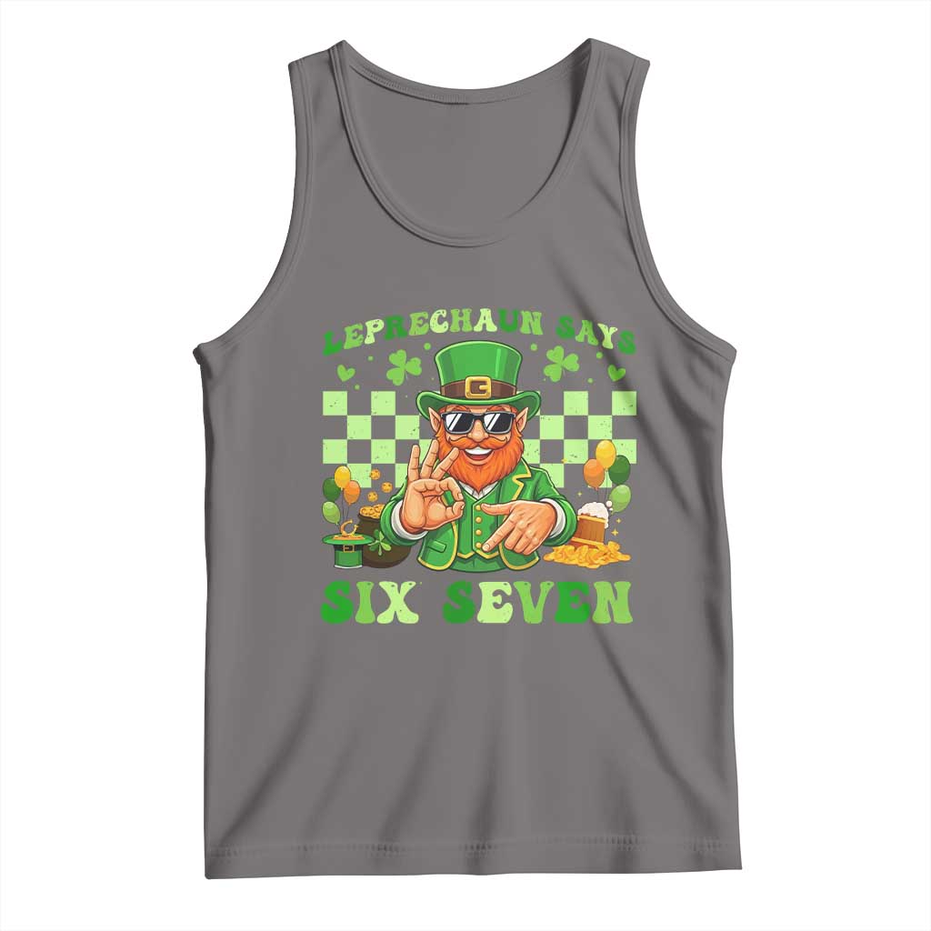Funny Leprechaun Says Six Seven Tank Top St Patricks Day TS12 Deep Heather Print Your Wear