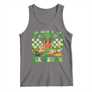 Funny Leprechaun Says Six Seven Tank Top St Patricks Day TS12 Deep Heather Print Your Wear
