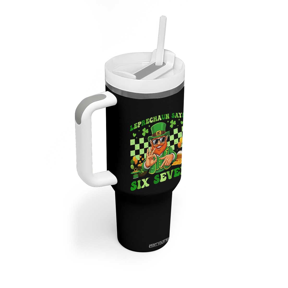 Funny Leprechaun Says Six Seven Tumbler With Handle St Patricks Day TS12 Print Your Wear