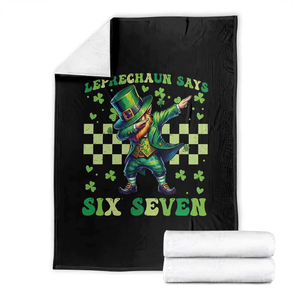 Leprechaun Six Seven Meme Throw Blanket Funny St Patricks Day Gift TS12 Black Print Your Wear