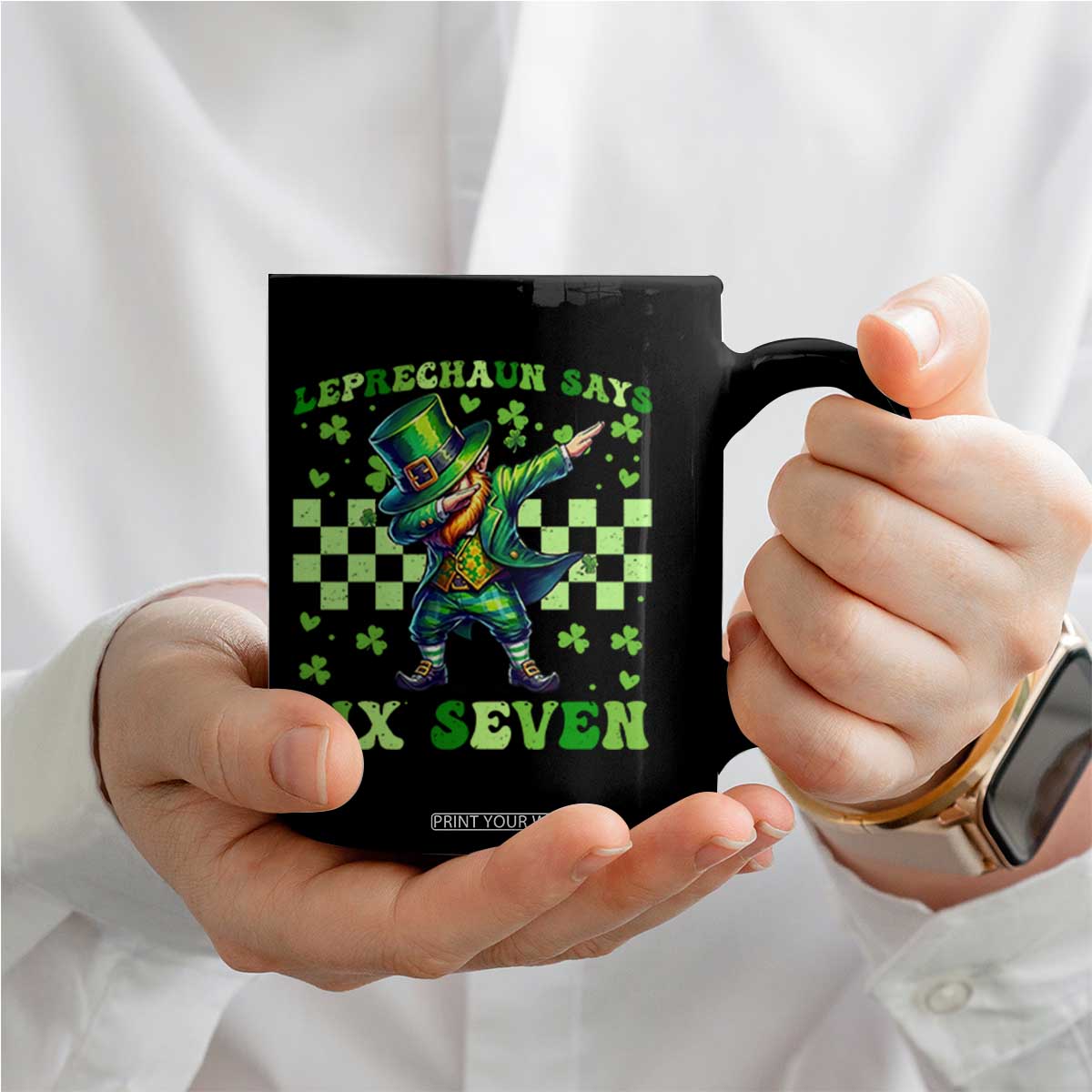 Leprechaun Six Seven Meme Coffee Mug Funny St Patricks Day Gift TS12 Print Your Wear