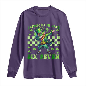 Leprechaun Six Seven Meme Long Sleeve Shirt Funny St Patricks Day Gift TS12 Purple Print Your Wear