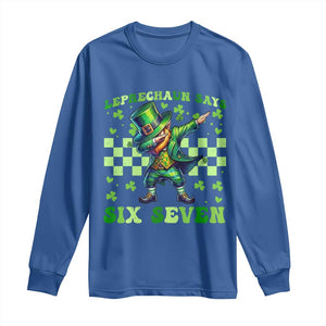 Leprechaun Six Seven Meme Long Sleeve Shirt Funny St Patricks Day Gift TS12 Royal Blue Print Your Wear