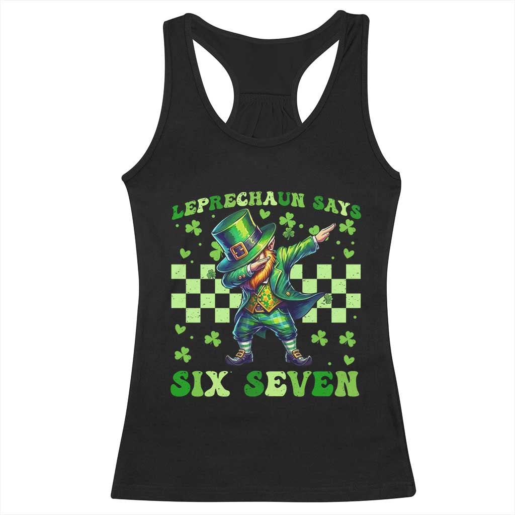 Leprechaun Six Seven Meme Racerback Tank Top Funny St Patricks Day Gift TS12 Black Print Your Wear