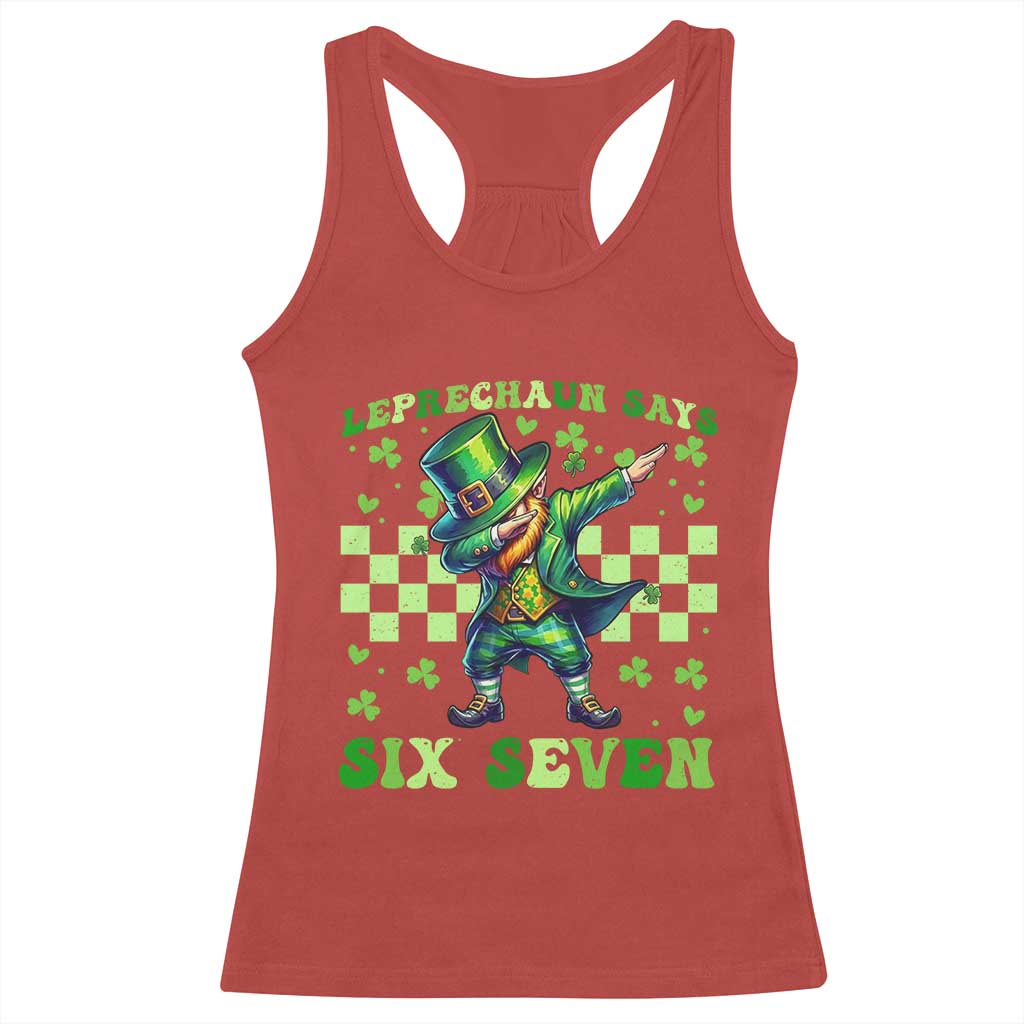 Leprechaun Six Seven Meme Racerback Tank Top Funny St Patricks Day Gift TS12 Red Print Your Wear