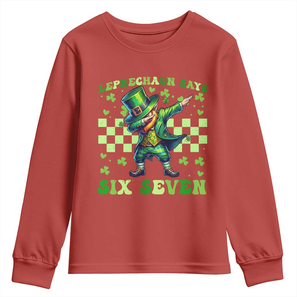 Leprechaun Six Seven Meme Youth Sweatshirt Funny St Patricks Day Gift TS12 Red Print Your Wear