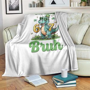 Funny Dinosaur Says Six Seven Throw Blanket St Patricks Day TS12 Print Your Wear