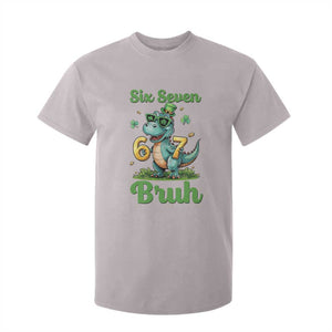 Funny Dinosaur Says Six Seven T Shirt For Kid St Patricks Day TS12 Ice Gray Print Your Wear