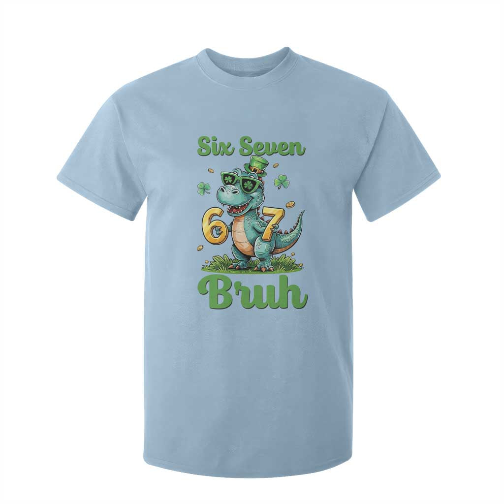 Funny Dinosaur Says Six Seven T Shirt For Kid St Patricks Day TS12 Light Blue Print Your Wear
