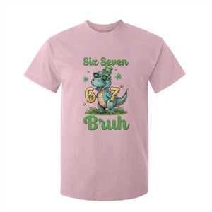 Funny Dinosaur Says Six Seven T Shirt For Kid St Patricks Day TS12 Light Pink Print Your Wear
