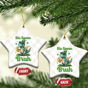 Funny Dinosaur Says Six Seven Ceramic Ornament St Patricks Day TS12 Print Your Wear