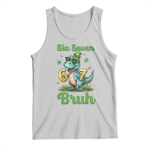 Funny Dinosaur Says Six Seven Tank Top St Patricks Day TS12 Ash Print Your Wear