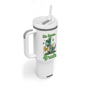 Funny Dinosaur Says Six Seven Tumbler With Handle St Patricks Day TS12 Print Your Wear