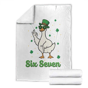 Lucky Goose Six Seven Meme Throw Blanket St Patricks Day TS12 White Print Your Wear