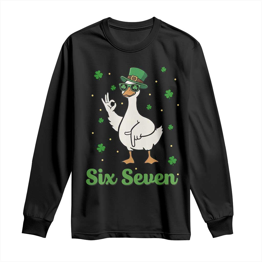 Lucky Goose Six Seven Meme Long Sleeve Shirt St Patricks Day TS12 Black Print Your Wear