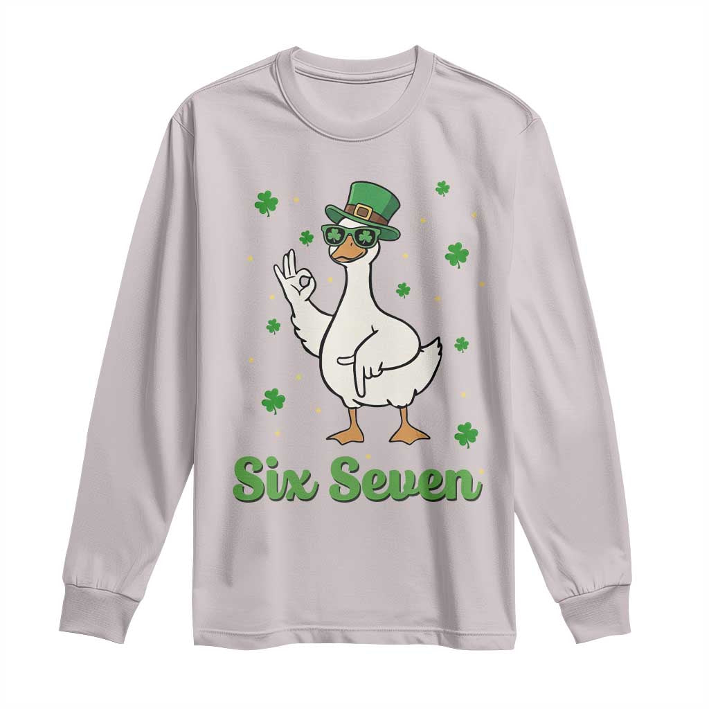 Lucky Goose Six Seven Meme Long Sleeve Shirt St Patricks Day TS12 Ice Gray Print Your Wear