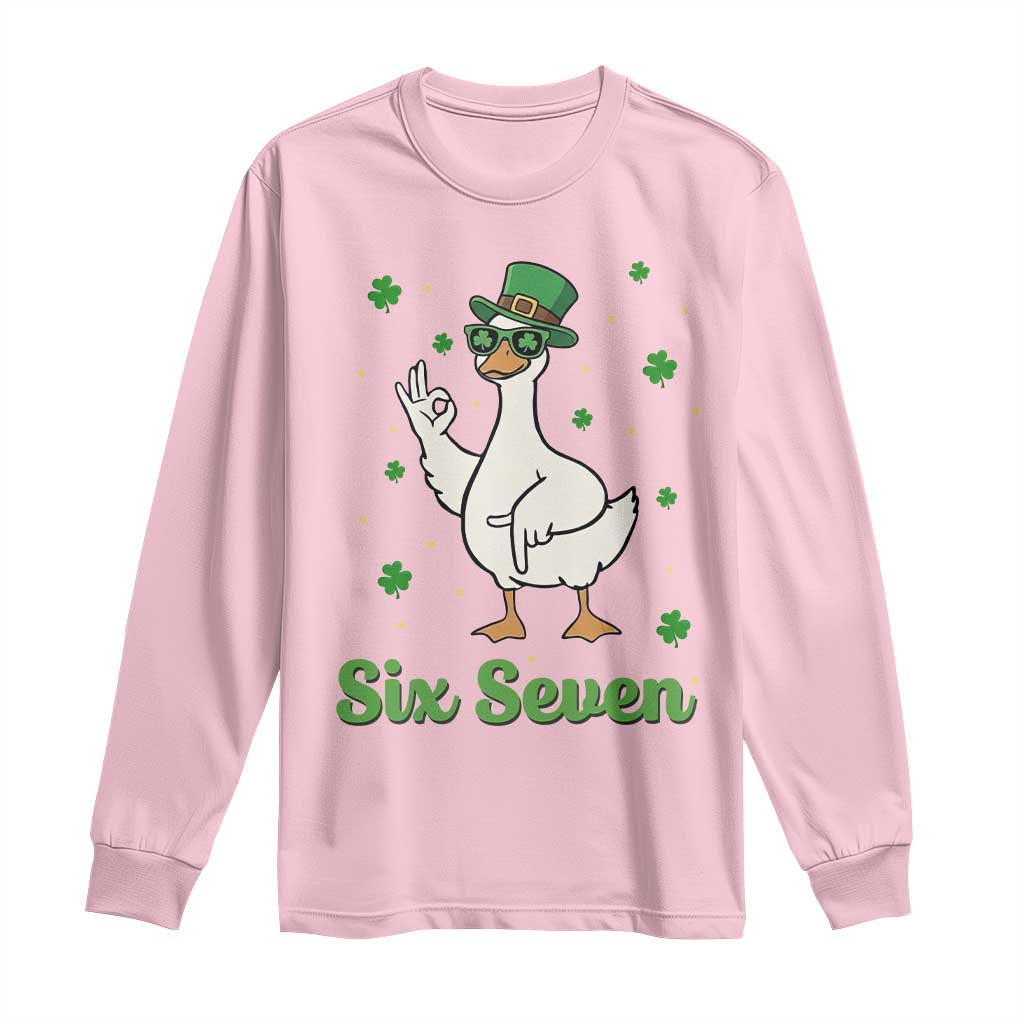 Lucky Goose Six Seven Meme Long Sleeve Shirt St Patricks Day TS12 Light Pink Print Your Wear