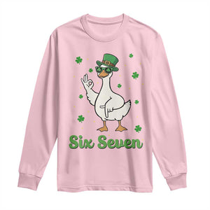 Lucky Goose Six Seven Meme Long Sleeve Shirt St Patricks Day TS12 Light Pink Print Your Wear