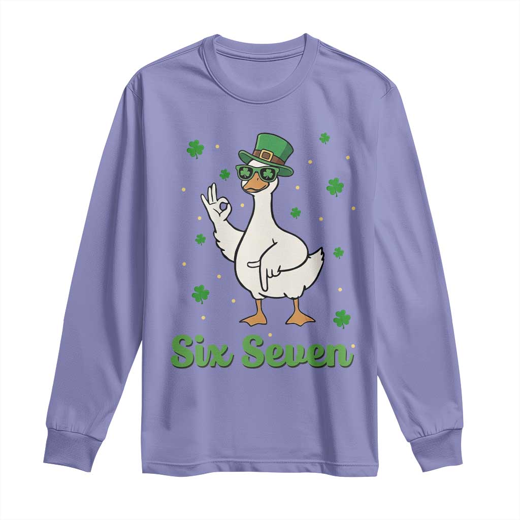 Lucky Goose Six Seven Meme Long Sleeve Shirt St Patricks Day TS12 Violet Print Your Wear