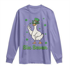 Lucky Goose Six Seven Meme Long Sleeve Shirt St Patricks Day TS12 Violet Print Your Wear