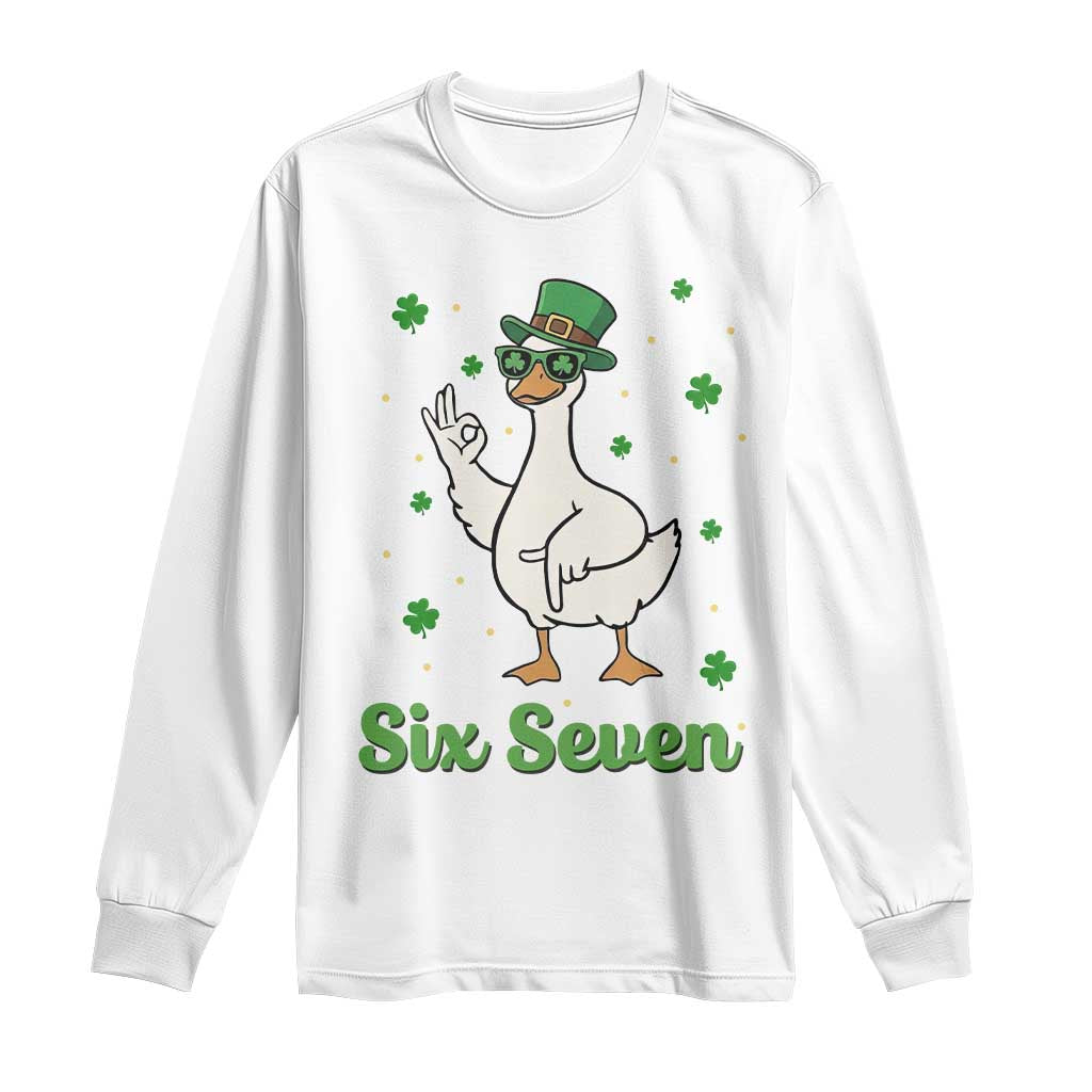 Lucky Goose Six Seven Meme Long Sleeve Shirt St Patricks Day TS12 White Print Your Wear