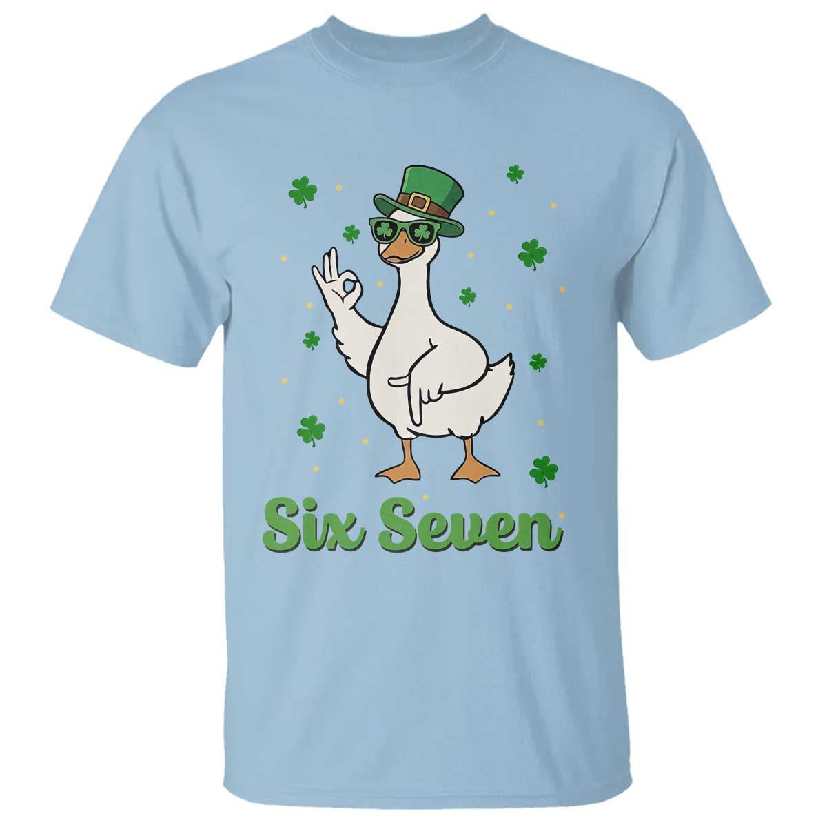 Lucky Goose Six Seven Meme T Shirt St Patricks Day TS12 Light Blue Print Your Wear