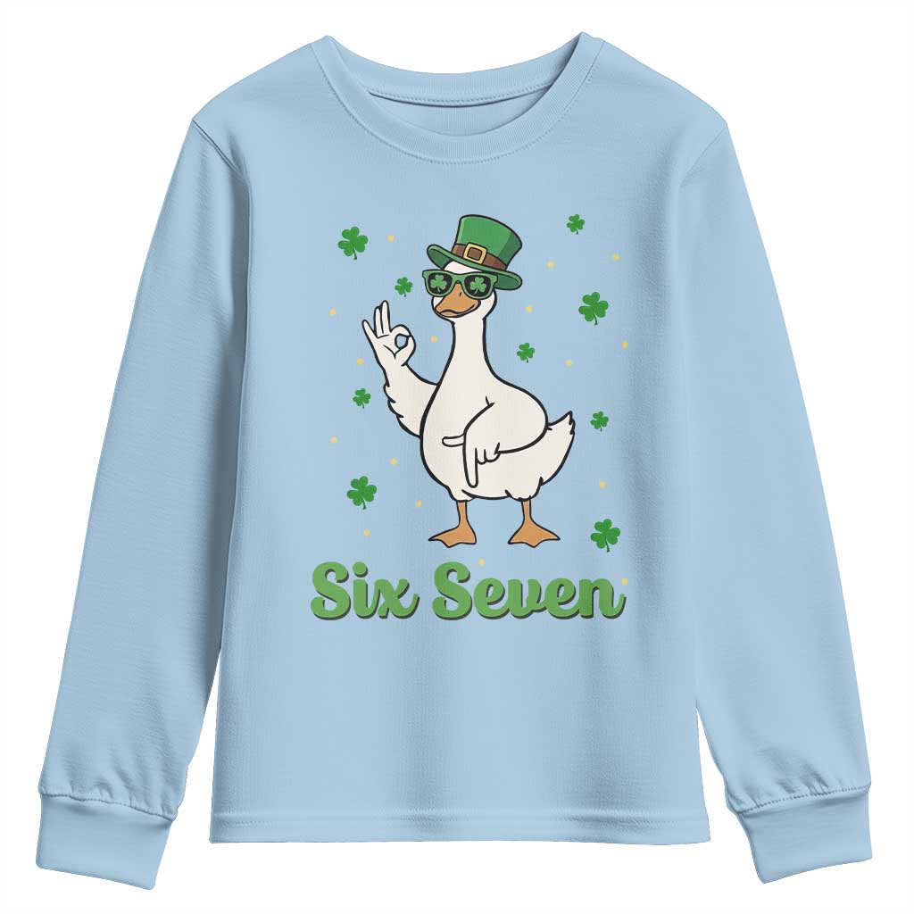 Lucky Goose Six Seven Meme Youth Sweatshirt St Patricks Day TS12 Light Blue Print Your Wear