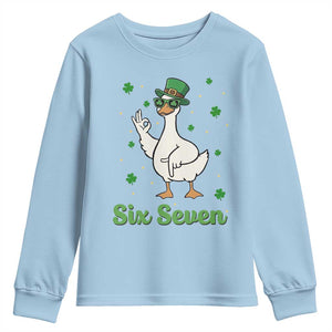 Lucky Goose Six Seven Meme Youth Sweatshirt St Patricks Day TS12 Light Blue Print Your Wear
