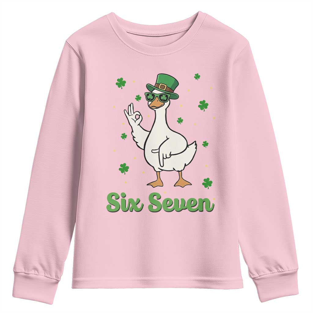 Lucky Goose Six Seven Meme Youth Sweatshirt St Patricks Day TS12 Light Pink Print Your Wear