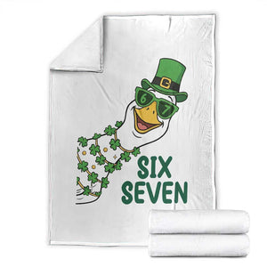 Chaotic Goose Six Seven Meme Throw Blanket Funny St Patricks Day Gift TS12 White Print Your Wear