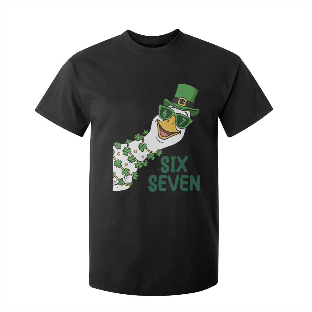Chaotic Goose Six Seven Meme T Shirt For Kid Funny St Patricks Day Gift TS12 Black Print Your Wear
