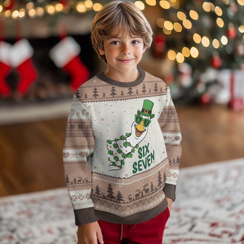 Chaotic Goose Six Seven Meme Ugly Christmas Sweater Funny St Patricks Day Gift TS12 Mocha Mousse Print Your Wear
