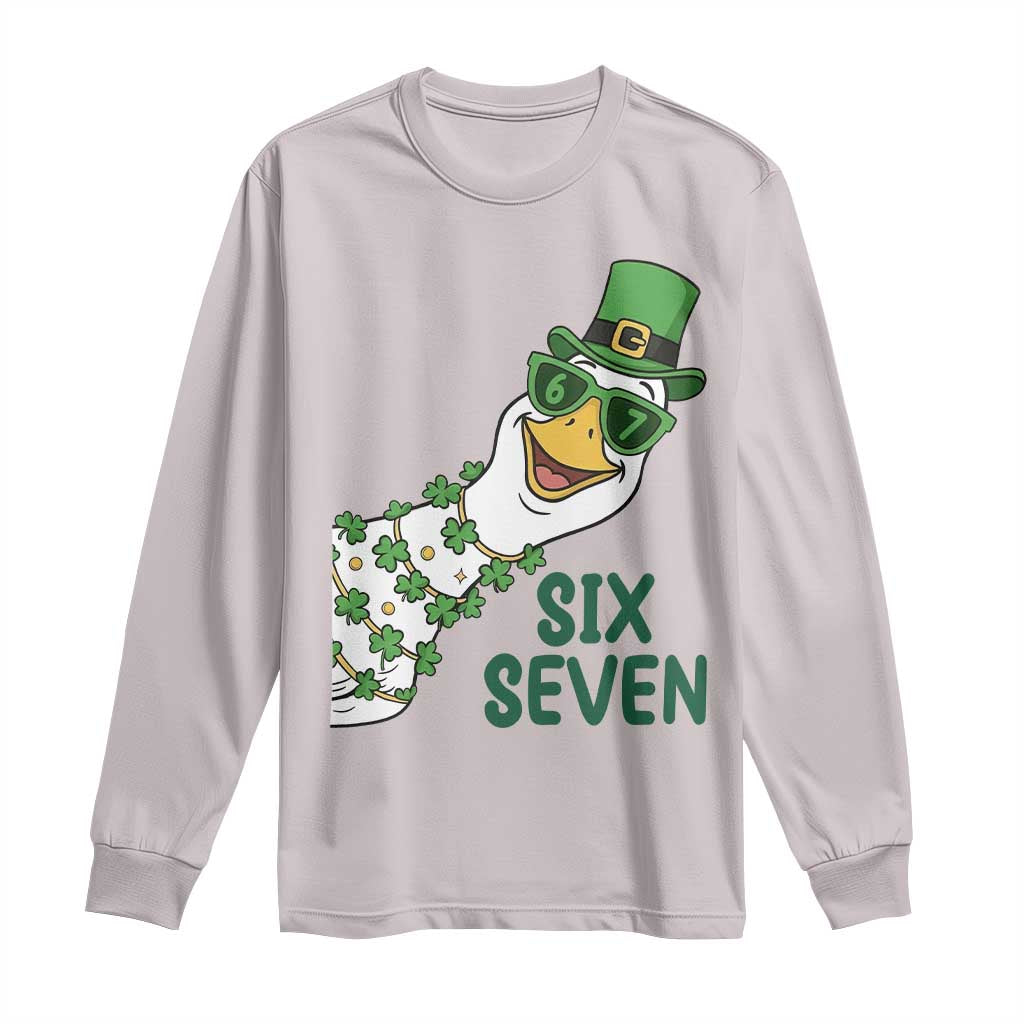Chaotic Goose Six Seven Meme Long Sleeve Shirt Funny St Patricks Day Gift TS12 Ice Gray Print Your Wear