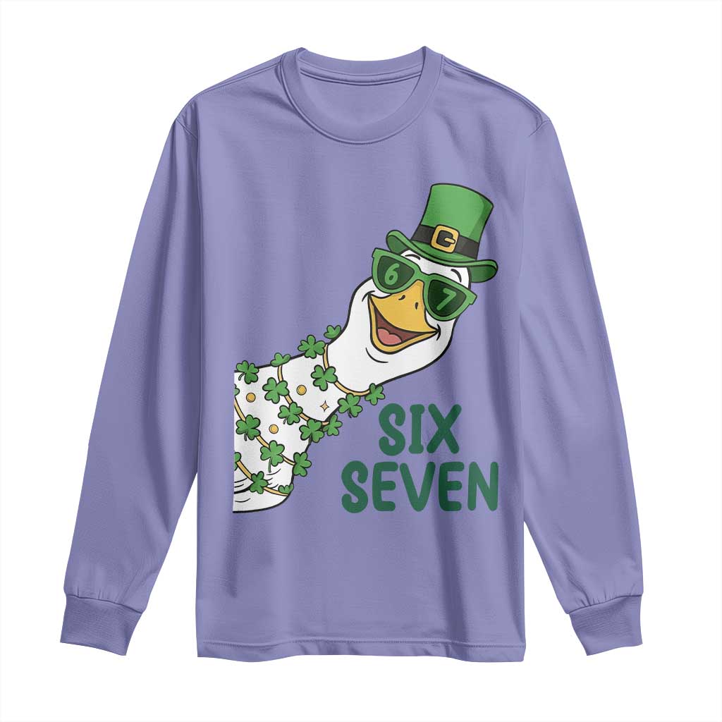 Chaotic Goose Six Seven Meme Long Sleeve Shirt Funny St Patricks Day Gift TS12 Violet Print Your Wear