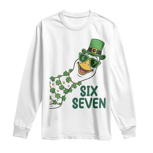 Chaotic Goose Six Seven Meme Long Sleeve Shirt Funny St Patricks Day Gift TS12 White Print Your Wear