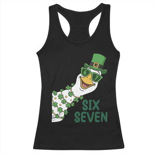 Chaotic Goose Six Seven Meme Racerback Tank Top Funny St Patricks Day Gift TS12 Black Print Your Wear