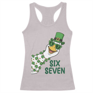 Chaotic Goose Six Seven Meme Racerback Tank Top Funny St Patricks Day Gift TS12 Ice Gray Print Your Wear