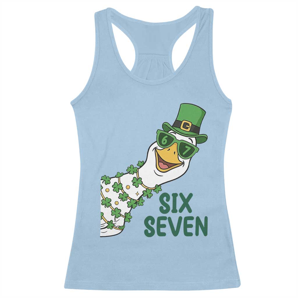 Chaotic Goose Six Seven Meme Racerback Tank Top Funny St Patricks Day Gift TS12 Light Blue Print Your Wear