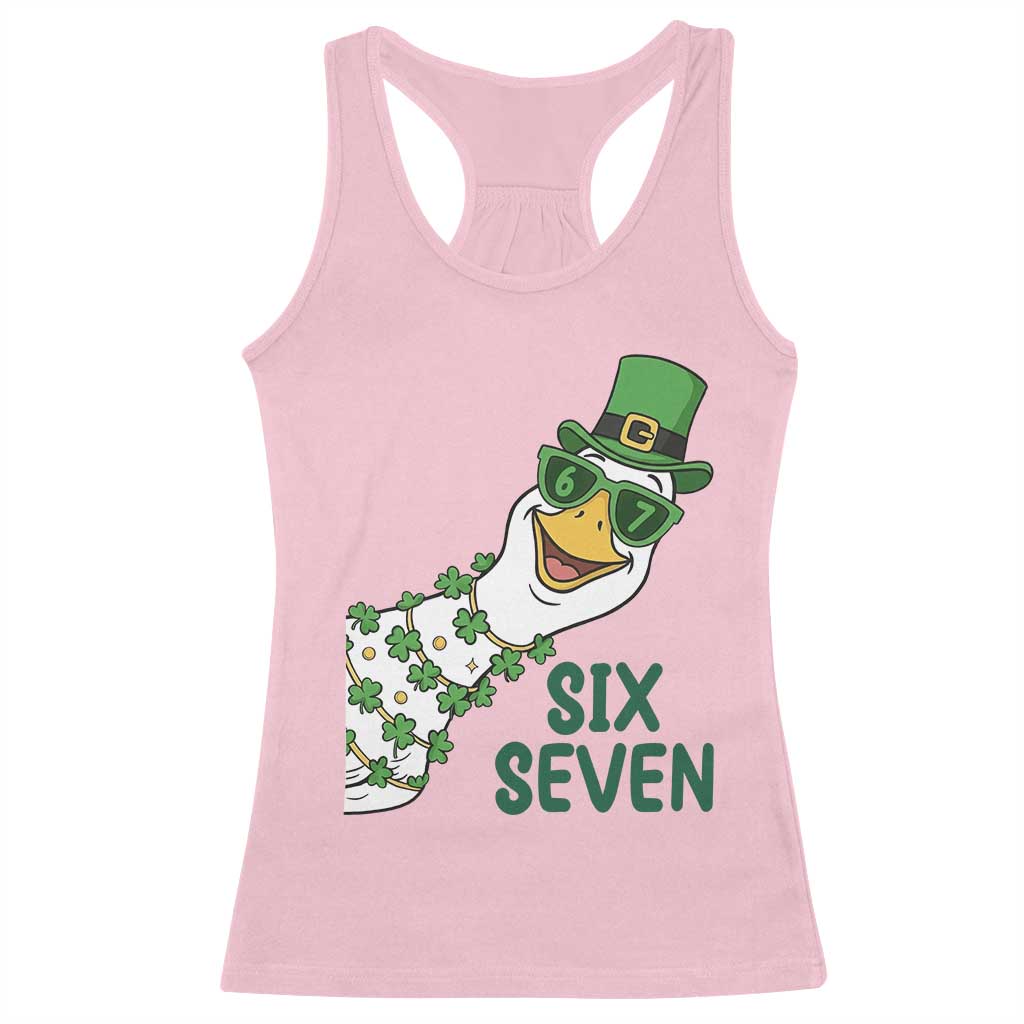 Chaotic Goose Six Seven Meme Racerback Tank Top Funny St Patricks Day Gift TS12 Light Pink Print Your Wear