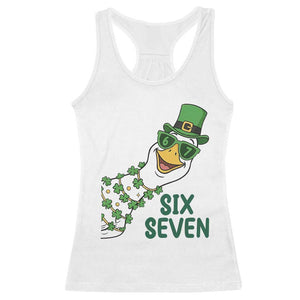 Chaotic Goose Six Seven Meme Racerback Tank Top Funny St Patricks Day Gift TS12 White Print Your Wear