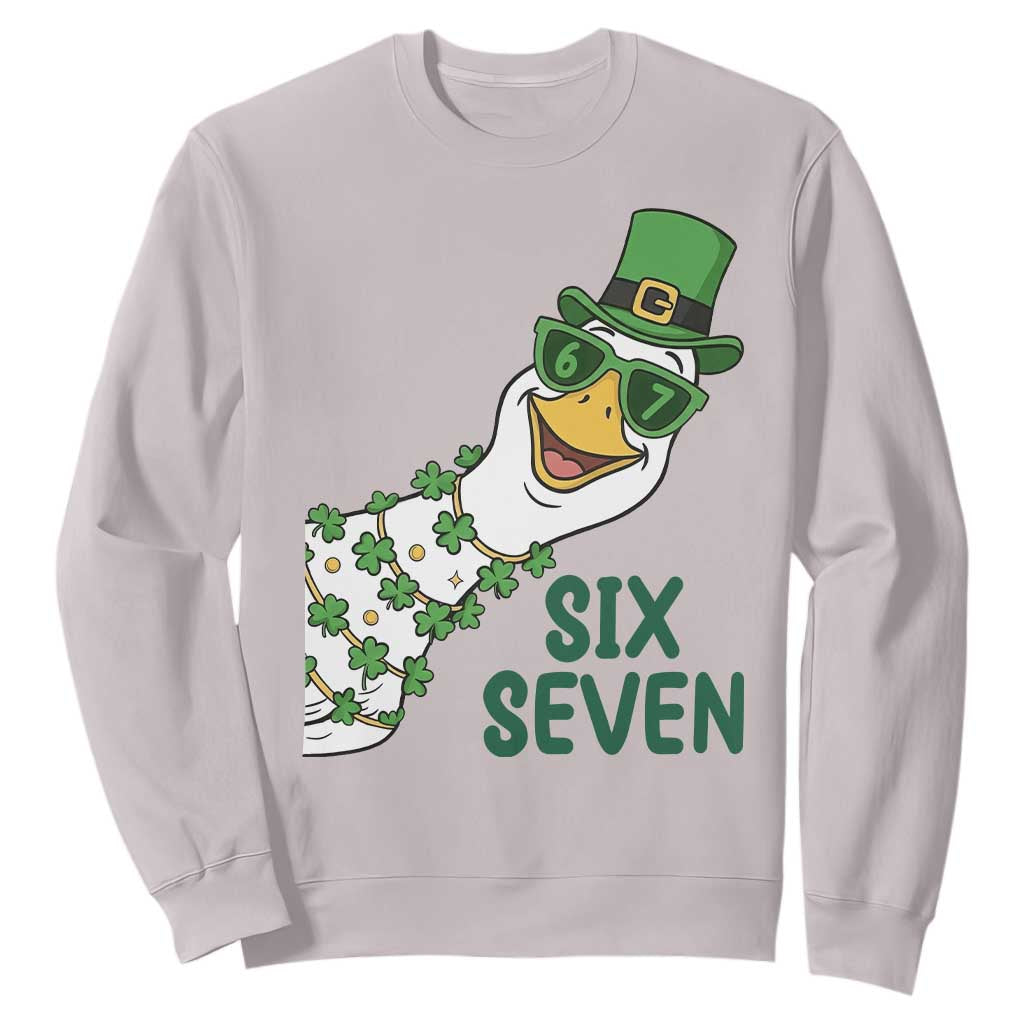 Chaotic Goose Six Seven Meme Sweatshirt Funny St Patricks Day Gift TS12 Ice Gray Print Your Wear