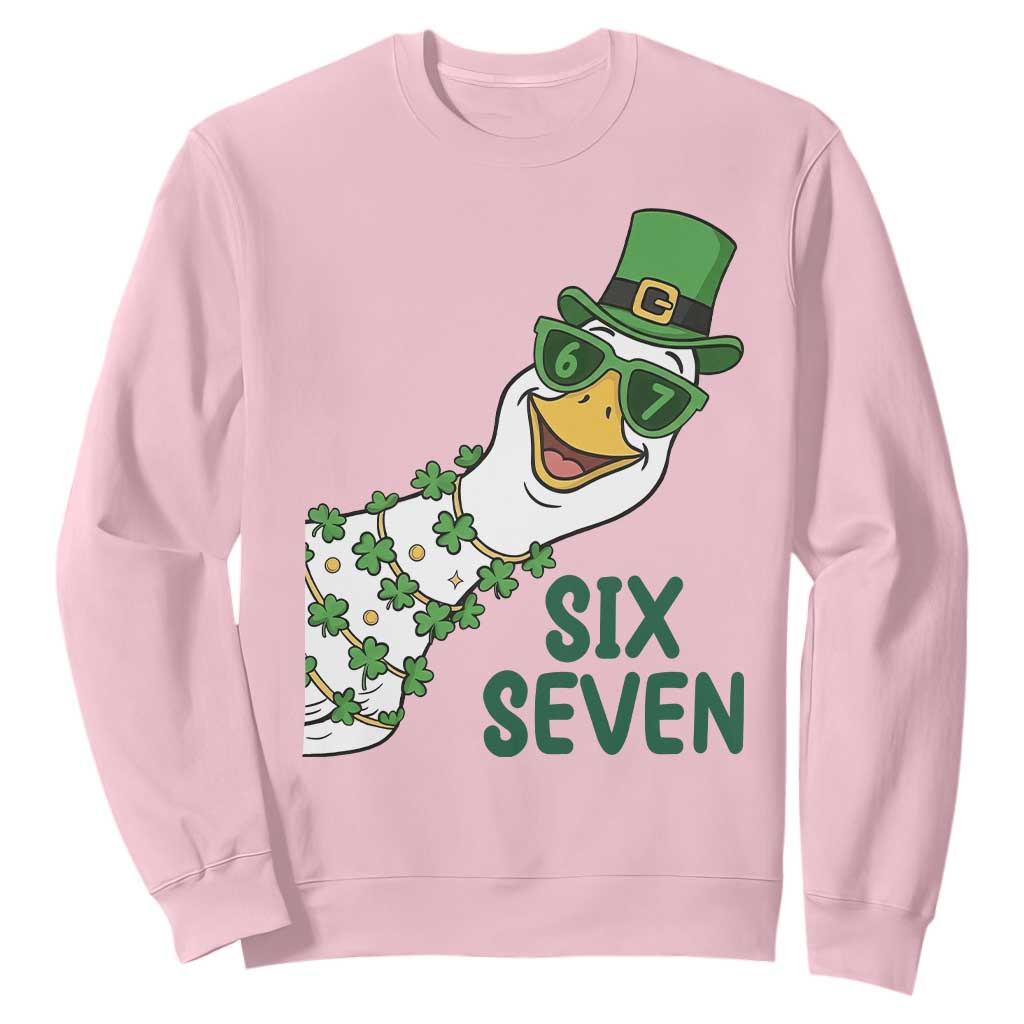 Chaotic Goose Six Seven Meme Sweatshirt Funny St Patricks Day Gift TS12 Light Pink Print Your Wear