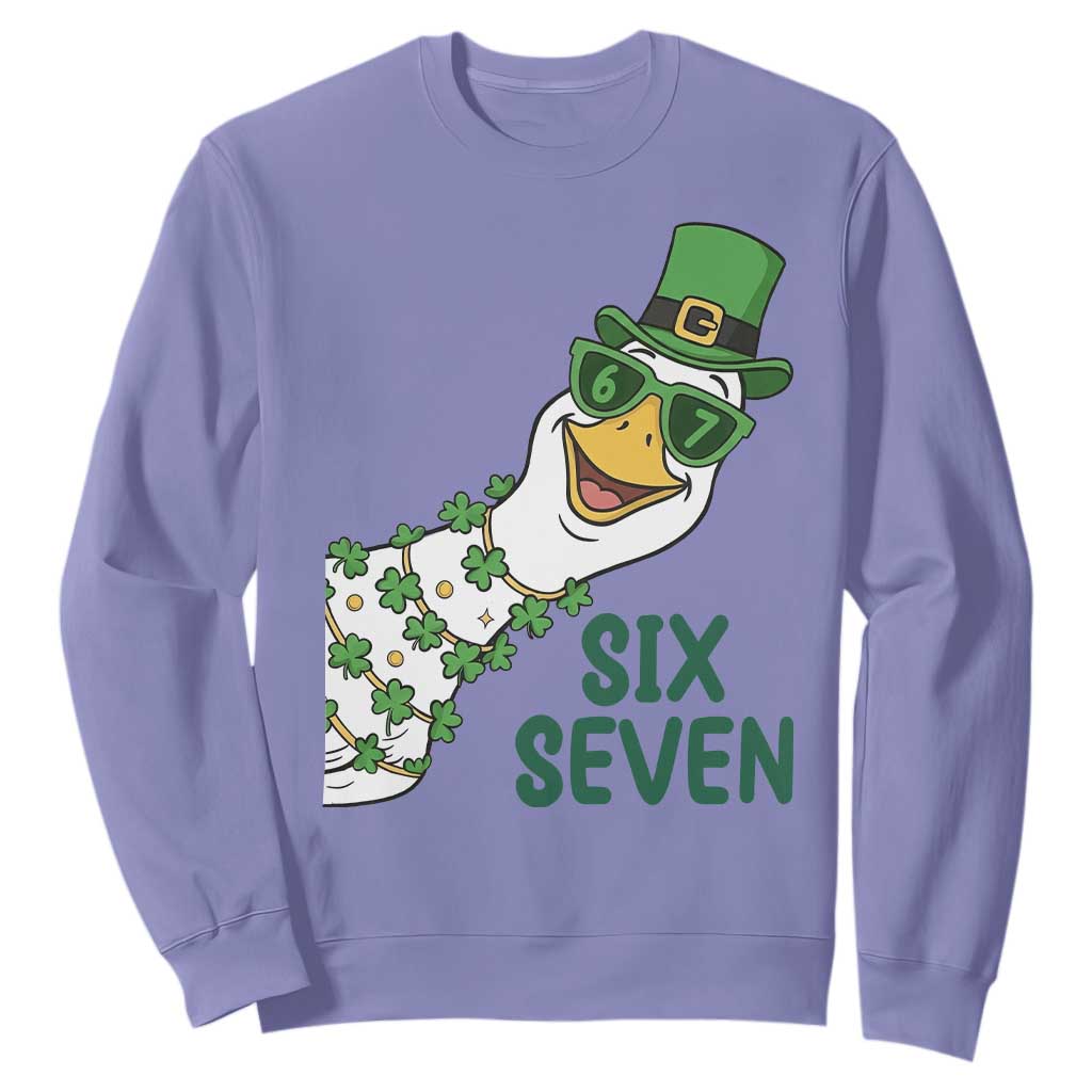 Chaotic Goose Six Seven Meme Sweatshirt Funny St Patricks Day Gift TS12 Violet Print Your Wear