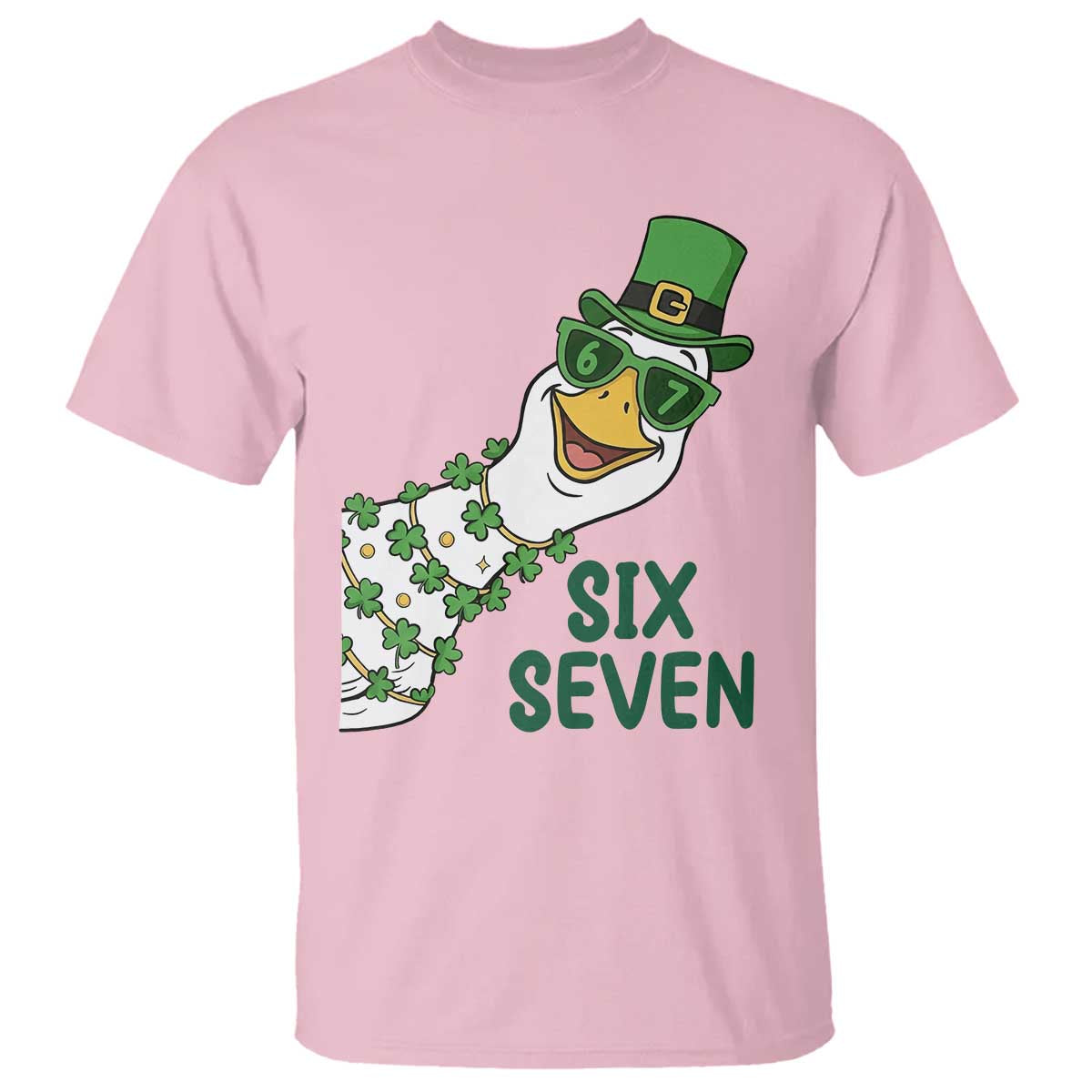 Chaotic Goose Six Seven Meme T Shirt Funny St Patricks Day Gift TS12 Light Pink Print Your Wear