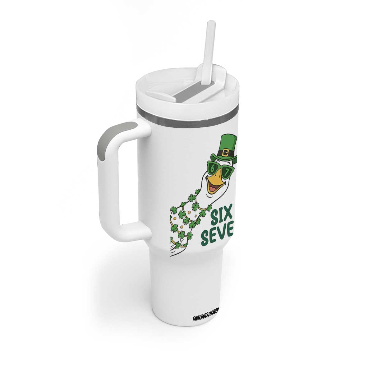 Chaotic Goose Six Seven Meme Tumbler With Handle Funny St Patricks Day Gift TS12 Print Your Wear