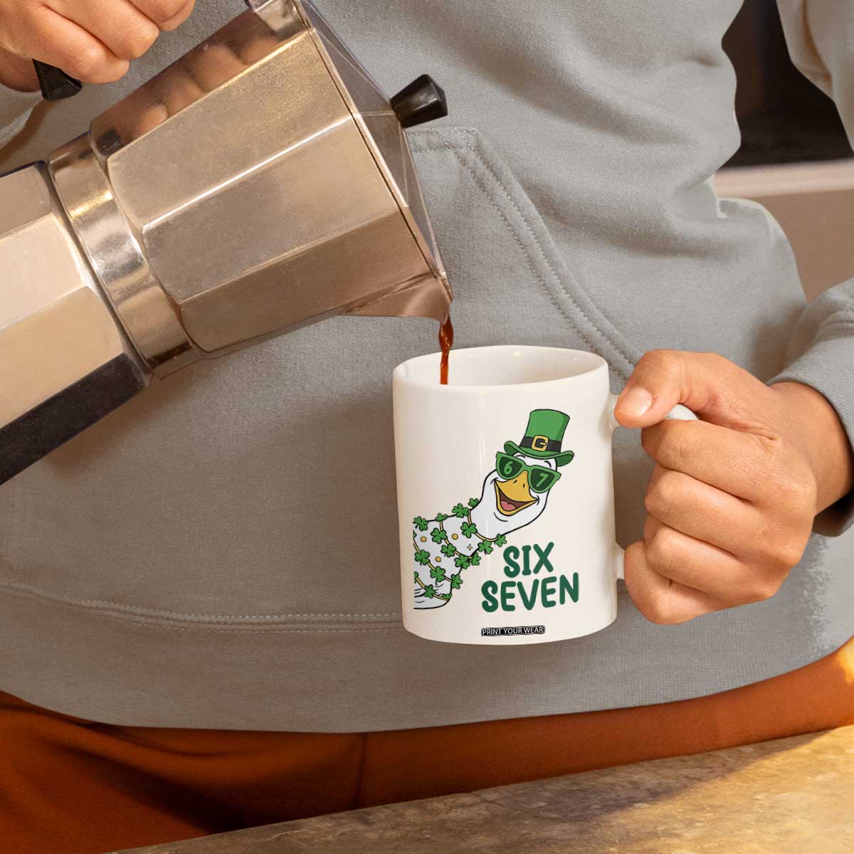 Chaotic Goose Six Seven Meme Coffee Mug Funny St Patricks Day Gift TS12 Print Your Wear