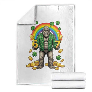 Bigfoot Six Seven Meme Throw Blanket Funny St Patricks Day Gift TS12 White Print Your Wear