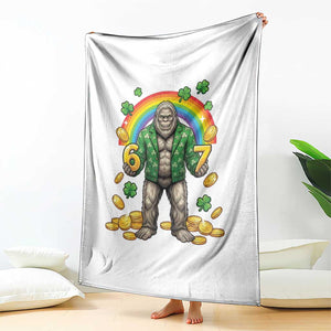 Bigfoot Six Seven Meme Throw Blanket Funny St Patricks Day Gift TS12 Print Your Wear