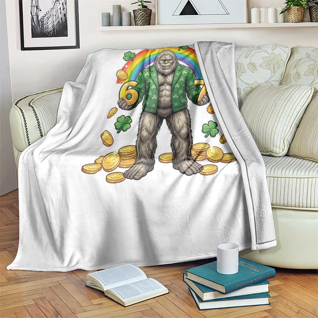 Bigfoot Six Seven Meme Throw Blanket Funny St Patricks Day Gift TS12 Print Your Wear